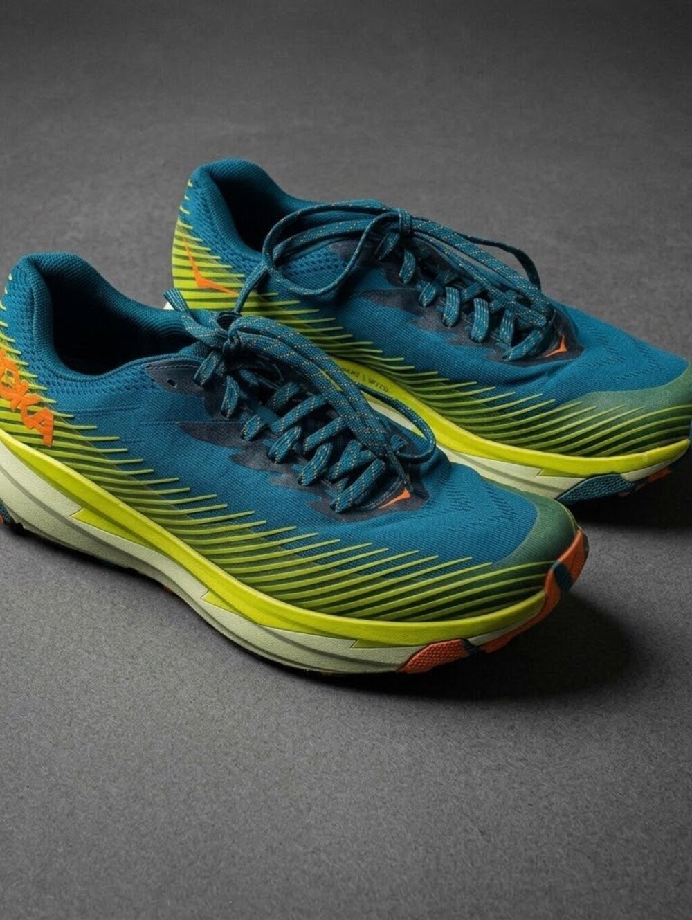 Hoka One One Torrent 2 Trail Running Shoes Mens Size 9 Blue Yellow Gorpcore
